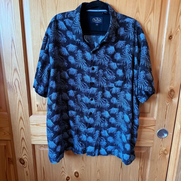 Nat Nast Silk Cotton Blend Shirt XXL 2XL Short Sleeve Blue Black - Picture 1 of 15
